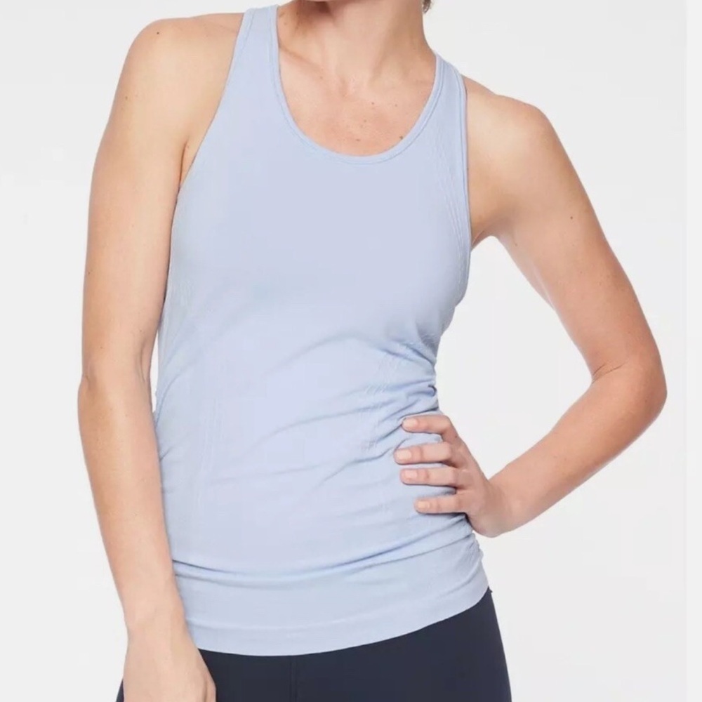 ATHLETA Speedlight Seamless Tank Racerback Ruched Running Pale Blue - Picture 7 of 7